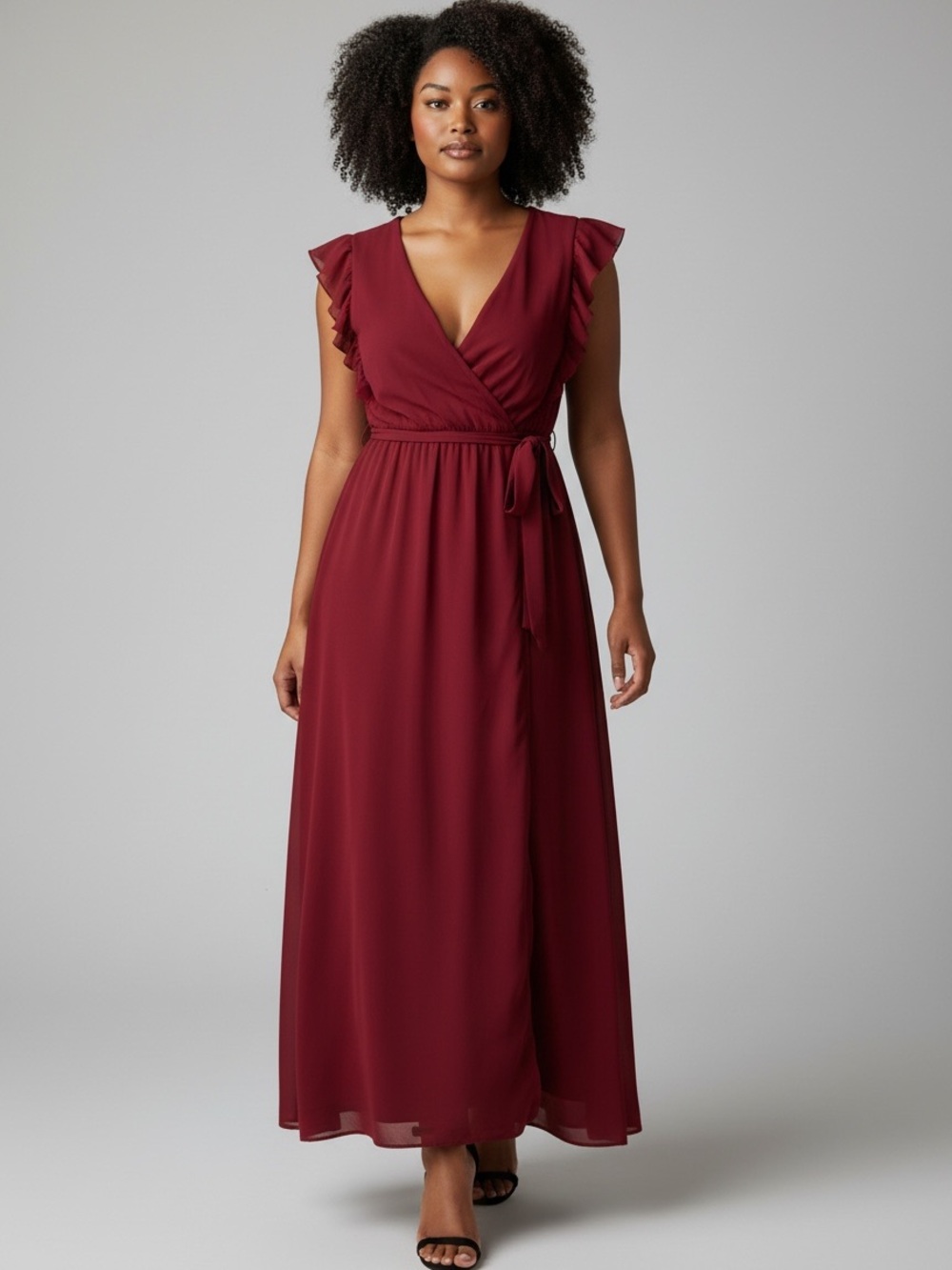 Lulu's Burgundy Maxi Wrap Dress